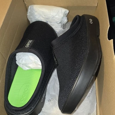 Size 8- OOFOS OOcoozie Sport Mule - Black - Womens - Image 1 of 4