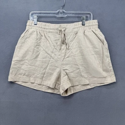 Vintage Como Linen Hi Rise Shorts Womens Large Ivory Pockets Mom Core - Image 1 of 4
