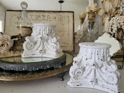 OH! Antiguo Auténtico Arquitectónico Columna Corintio BASE POSTAL Salvamento Elevadores 2 Foto 1 de 4