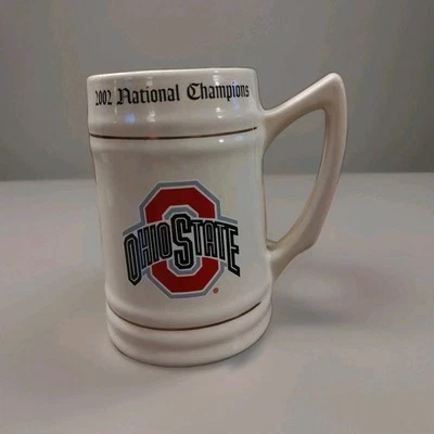 Taza OSU Ohio State Buckeyes 2002 NATIONAL CHAMPIONS 24 OZ Beer Stein usada en excelente estado Foto 1 de 4