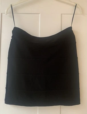 Quiz Black Mini Skirt Size 10 Witth Ridge Stitch Detail And Back Zipper - Image 1 of 4