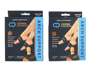 Copper Compression Arch Support Bands, 2 Pairs, Orthopedic Foot Problem Relief - Picture 1 of 4