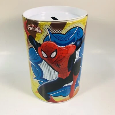 Marvel Comics Amazing Spiderman caixa de lata banco de moedas de metal 2015 - Imagem 1 de 2