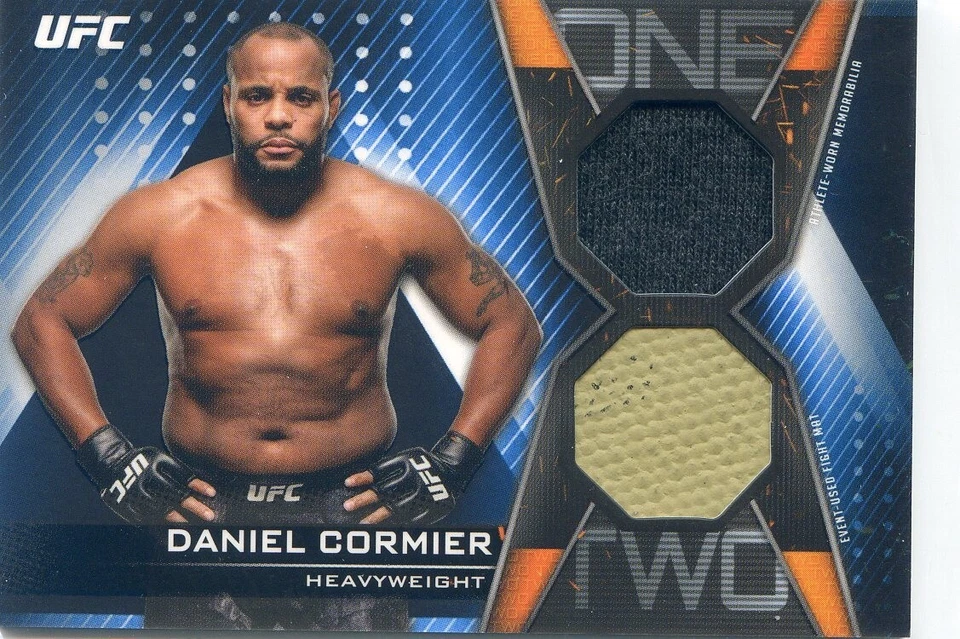 2019 UFC Knockout DANIEL CORMIER 1-2 Combo Used Dual Mat Shirt Relic BLUE #37/50 - Image 1 of 2