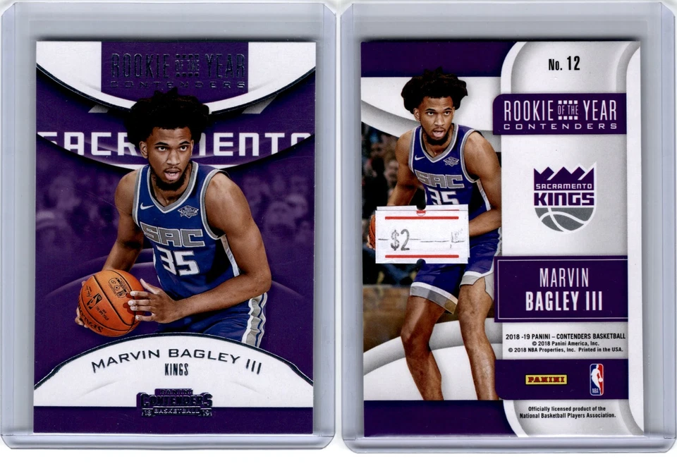2018-19 Panini Contenders Rookie of the Year MARVIN BAGLEY III #12 Kings - Image 1 of 1