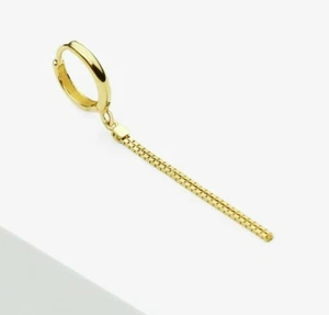 14 Karat massive Gold Doppelkette Creolen, einzigartige baumelnde Creolen, Paar - Bild 1 von 5