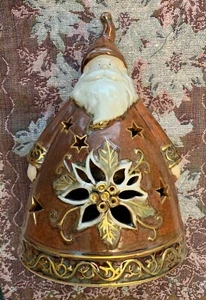 Natural Stoneware Ceramic Glazed 10”Santa Claus Figurine Tea Light Candleholder - Picture 1 of 5