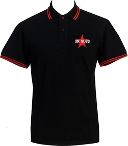 Men's Red & Black Tipped Shirt UK Subs Star Charlie Harper Punk Rock 1977 S-3XL - Picture 1 of 1