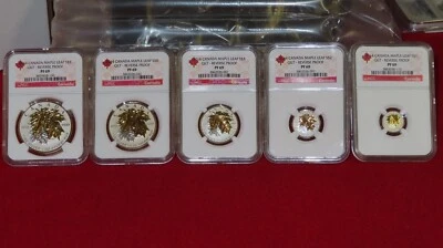 5 coin set Canada Silver Maple Leaf Gilt Reverse Proof NGC PR69 -$1 $2 $3 $4 $5 - Image 1 of 4