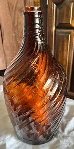 Vintage Duraglas Demi John Shaped Brown/Amber Spiral Vase/Jug - Picture 1 of 5