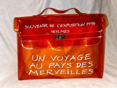 HERMES Vinyl Kelly Hand Beach Bag SOUVENIR DE L'EXPOSITION 1998 Orange Limited - Image 1 of 4