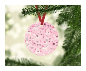 LLAMA UNICORN BUTTERFLY CUSTOM 3.5" ROUND METAL HANGING ORNAMENT GIFT TAG - Picture 1 of 1