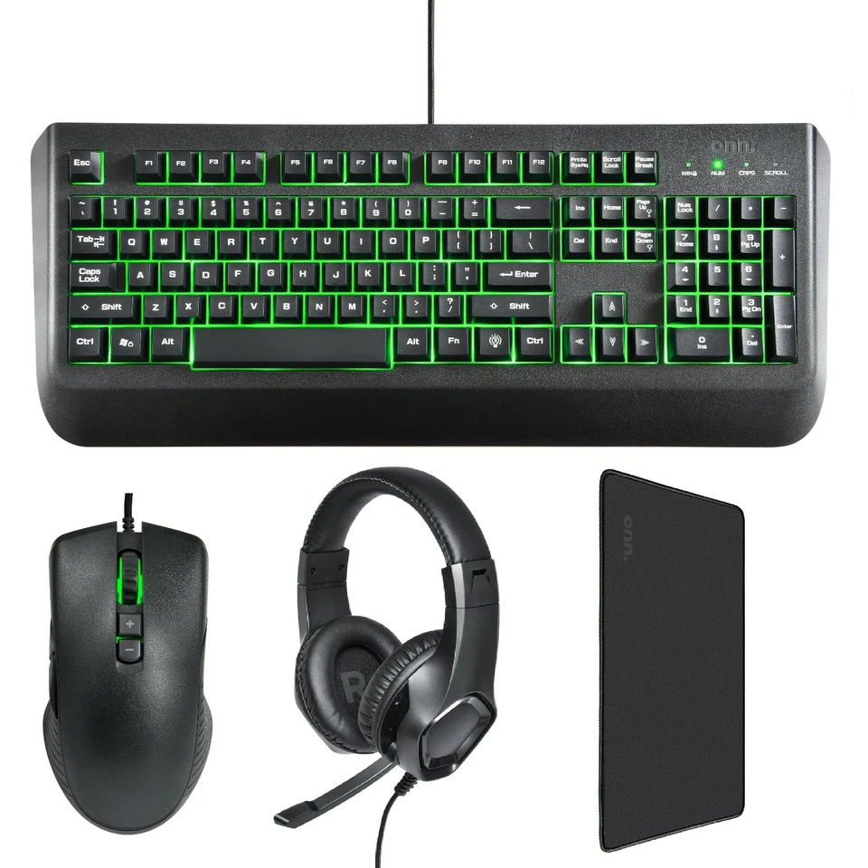 ONN Gaming Starter Kit With Keyboard Mouse and Headset.