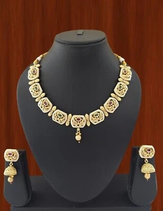 Bollywood Jewelry Fashionable Set Ethnic Gold Plated Necklace Wedding Jewelry - Picture 1 of 4