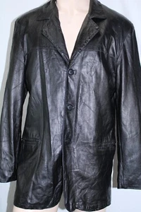 Vera Pelle Leather Jacket Mens Size 42 Black Made in Italy Lavorazione Artigiana - Picture 1 of 7