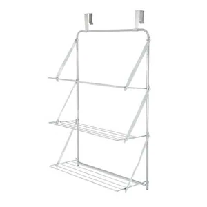 Mainstays 3-Tier Steel over-the-Door Towel Clothes Drying Rack, Silver - Picture 1 of 8
