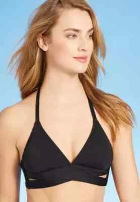 Blusa de biquíni feminina Shade & Shore tamanho médio (8-10) triângulo envoltório falso halter - Imagem 1 de 3