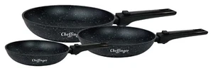 Cheffinger 3tlg Pfannenset abnehmbare Griffe Induktion Bratpfanne Pfanne schwarz - Bild 1 von 6