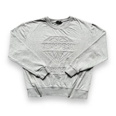 00s Y2K Sudadera Gris Mujer S Diamante Logo Europeo Jersey Argyle Top Informal Foto 1 de 4
