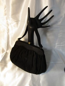MM Couture Vintage Black Fabric Gold Clasp Purse - Vintage & collectibles - Picture 1 of 11
