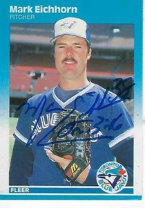 MARK EICHHORN FIRMADO 1987 FLEER #224 - TORONTO BLUE JAYS - Imagen 1 de 1