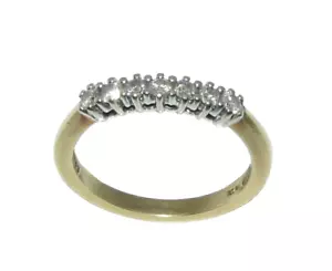 Mujer 18ct 18carat Oro Amarillo Diamante Media Eternidad Anillo Tamaño J 1/2 - Imagen 1 de 9