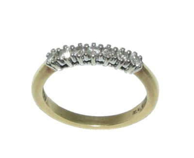 Ladies women's 18ct 18carat yellow gold diamond half eternity ring size J 1/2 - Image 1 of 4