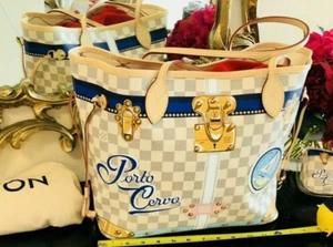 PORTO CERVO LOUIS VUITTON Neverfull MM Tote Bag NEW Summer Trunks White Blue LTD - Picture 1 of 12