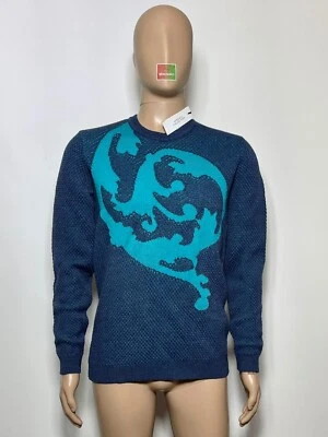 Versace Collection Girocollo Wool Jumper L BNWT Medio Fantasia Blue Knitted Knit - Image 1 of 4
