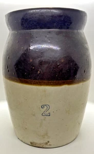 Antique Stoneware Crock Brown and White Two Tone Primitive Vintage 2 Gallon - Picture 1 of 9