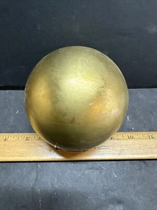 VINTAGE 4” INCH 2 PC HOLLOW UNFINISHED BRASS BALL NOS - ONE 1/8 IPS SLIP HOLE - Picture 1 of 13