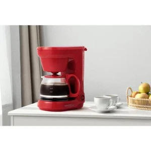 Red Coffee Maker 5 Cup Drip Machine Auto Pause Compact Design Removable Filter - Picture 1 of 6