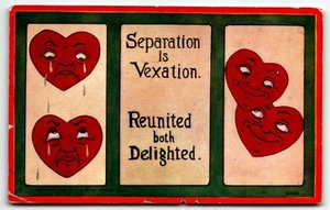 Postal Hearts Separation is Vexation reunidos ambos encantados principios de 1900 - Imagen 1 de 2