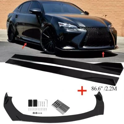 For Lexus GS350 GS450 Front Bumper Lip Spoiler Splitter +86.6"Side Skirts Black Foto 1 de 4