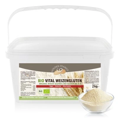 GOLDEN PEANUT Bio Vital glutine di frumento 2 kg farina colla di frumento proteine del frumento vegan sostituto della carne