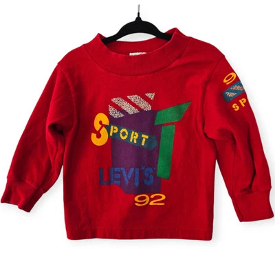 Vintage 90s Levi's T-Shirt Toddler Size 18 Months Red Spellout 1992 USA Made — 第 1/4 张图片