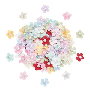 100 Pcs Tiny Pearls Satin Fabric Flowers 10 Colors Mini Faux Pearls Fabric Fl... - Bild 1 von 6