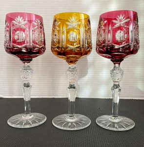 3  VINTAGE ECHT BLEIKRISTALL NACHTMANN  CUT  TO CLEAR WINE GLASSES HEAVY 8" . 🩷 - Picture 1 of 6