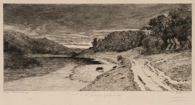 TAIÉE (*1820) nach DESBROSSES (*1835), Landschaft an der Semois, Ardennen, um 18 - Bild 1 von 4