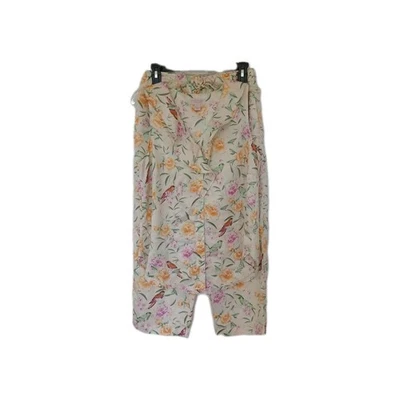 Cabernet by Sleep Sense Sz S Ivory Floral Satin Crop 2 Piece Pajama Set Pockets - Image 1 of 4