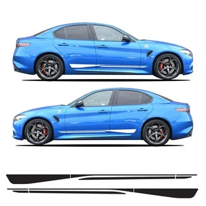 Side Stripe Decals Bubble Free Vinyl Fits for Alfa Romeo Giulia Quadrifoglio - Picture 1 of 4