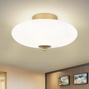 Badiegh Dimmable Mid-Century Modern Gold Semi Flush Mount Ceiling Light with... - Picture 1 of 3