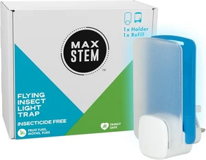MAX STEM Light Trap Insecticide Free Fly Catcher Indoor Fruit Fly Trap 24/7 Prot - Picture 1 of 9