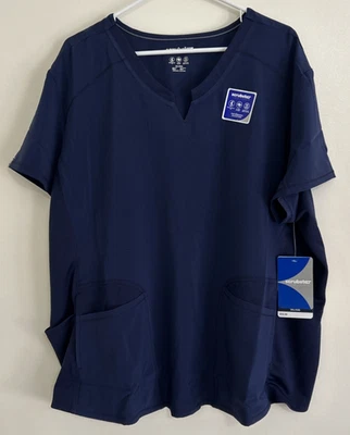 Scrubstar Scrub Top Women's 3XL Blue Indigo Short Sleeve V Neck Pockets Shirt - Image 1 of 4