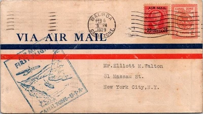UNITED STATES 1929 PANAMA CANAL ZONE STATIONERY COVER FIRST FLIGHT POSTMARK C.Z. - Image 1 of 2