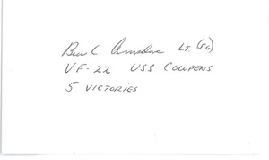 Carta indice firmata Ben Amsden seconda guerra mondiale asso 1 O&E - Foto 1 di 1