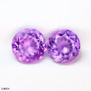 1.81 Ct [2 Pcs Pair] Perfect Round 6.2 MM 100% Natural Purple Blue Amethyst !!! - Picture 1 of 5