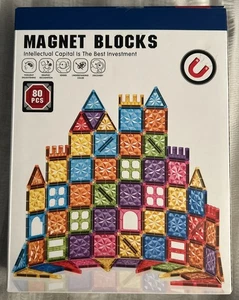 Netnew Magnet Building Blocks Ages 3+ New 80 Color Shapes Castle Pcs Building  - Picture 1 of 12