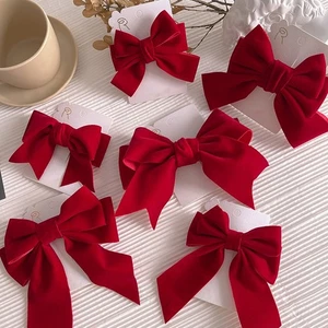 1*Wine Red Big Bow Hairpin News Style Children'S Velvet Hairpin Hair Accessories - Picture 1 of 14