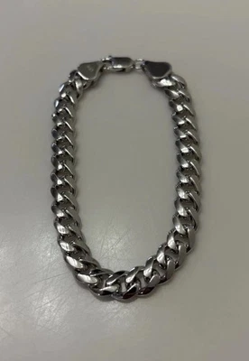 Miami Cuban Link Chain Bracelet – 925 Sterling Silver – 8mm – Sleek Clasp 22.5g - Image 1 of 4